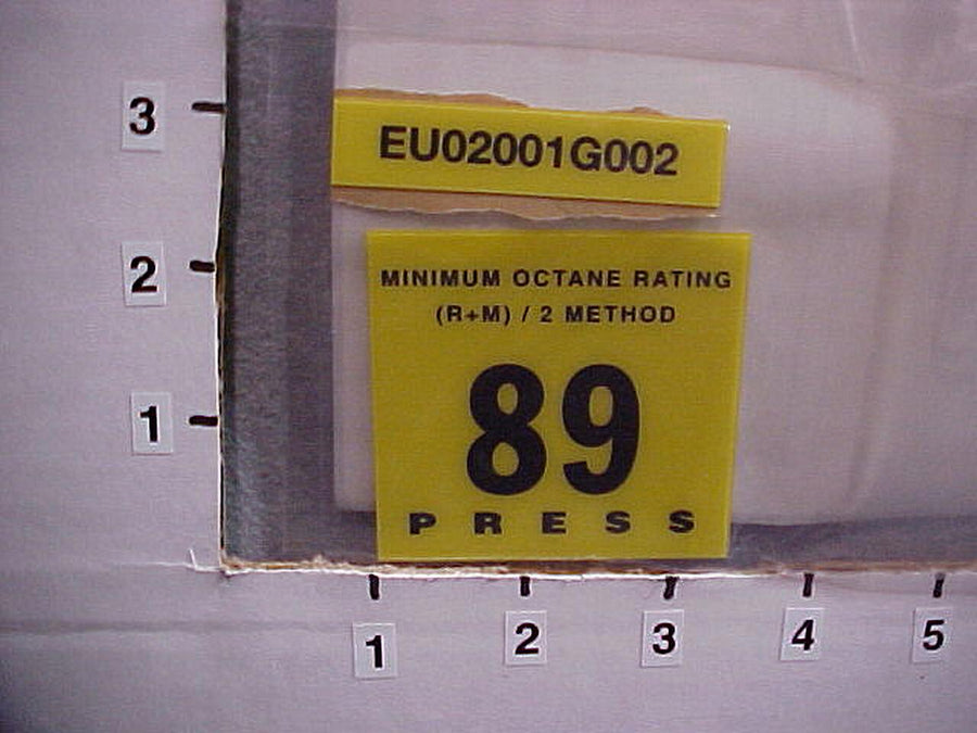 EU02001G002 - Decal, 89 Octane, Blk/Yel, ENC/ECL