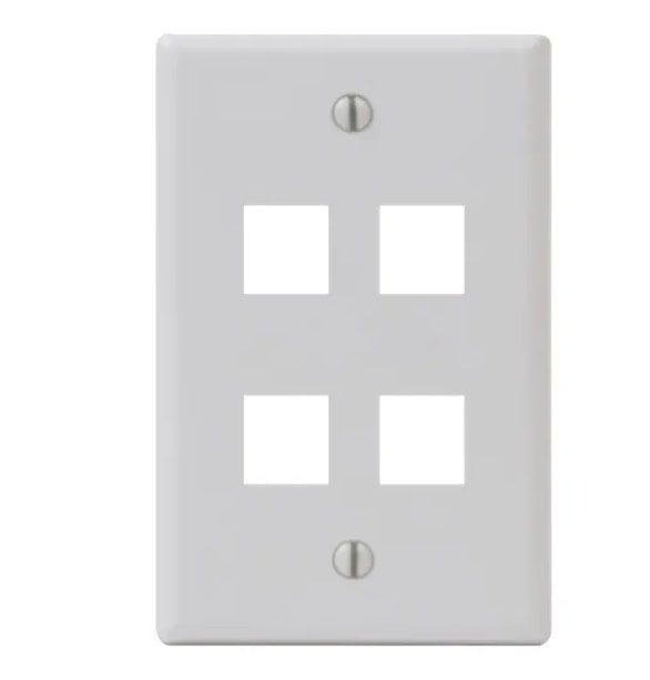 IC107F04WH - FACEPLATE FLAT 1GANG,4 PORT,WHITE